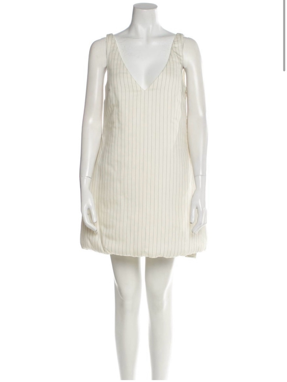 KHAITE Cream Mini Dress with Subtle Pinstripes